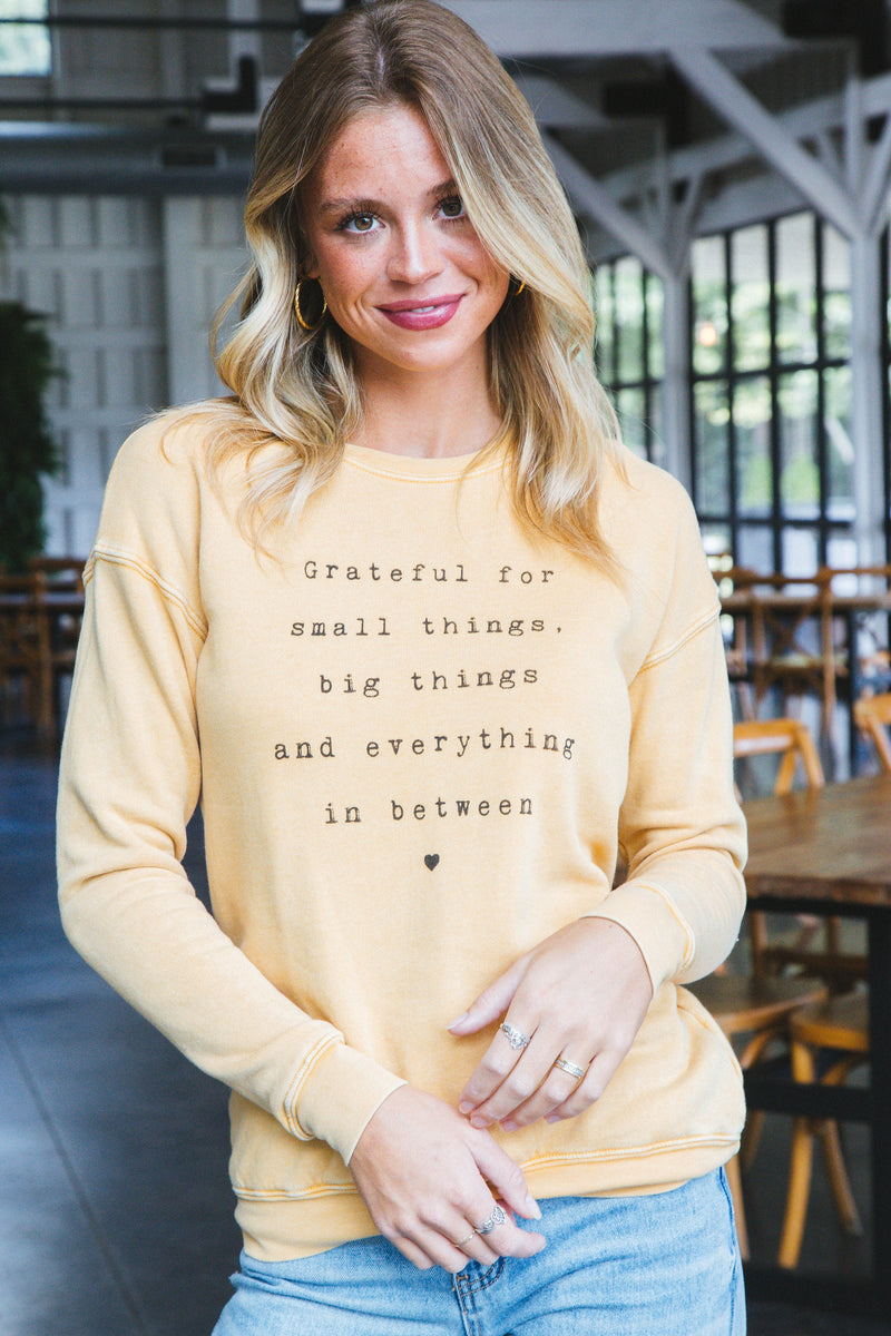 Grateful For Small Things Sweatshirt, Mineral Mustard