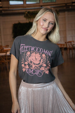 Fleetwood Mac Floral Tour Tee, Washed Black | Daydreamer