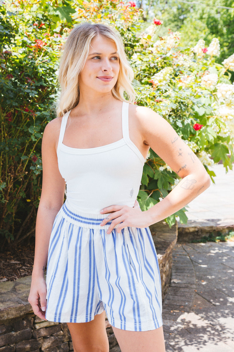 Get Free Striped Pull On Shorts, Ivory Combo | Free People