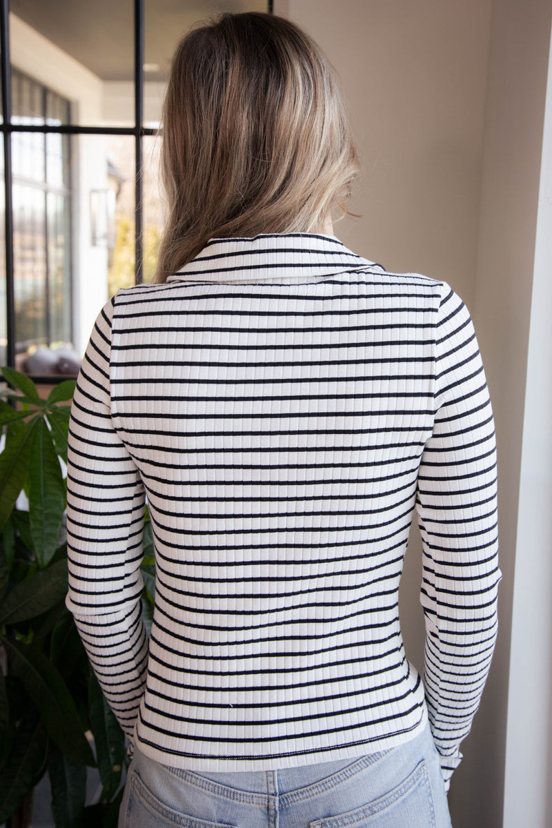 Daydreamer Knit Shirt, Chalk/Black Stripe | Sanctuary