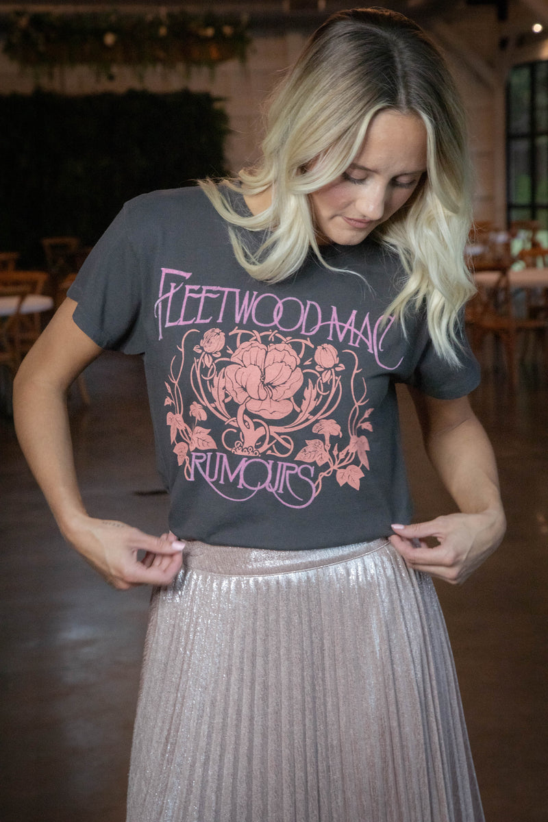 Fleetwood Mac Floral Tour Tee, Washed Black | Daydreamer