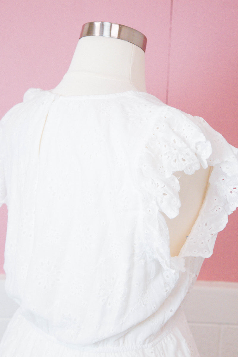 Bailey Floral Eyelet Midi Dress, Off White | Plus Size