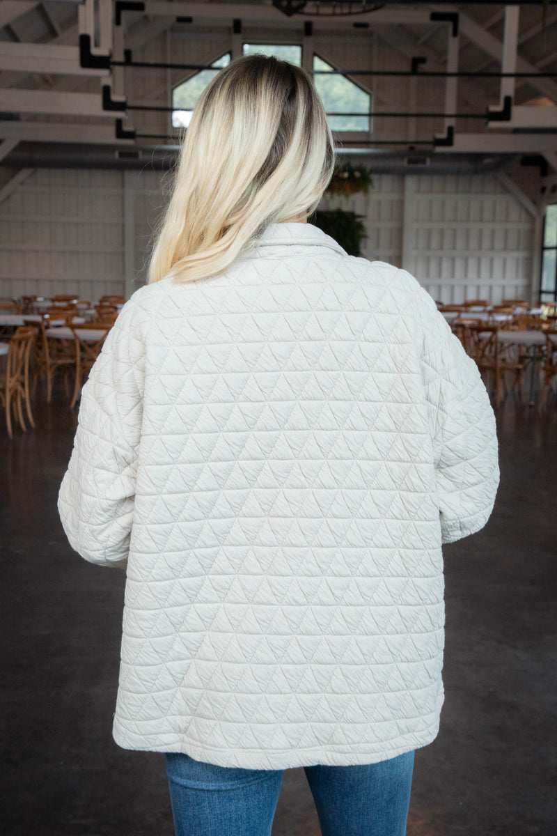 Magdalena Quilted Shacket, Ecru