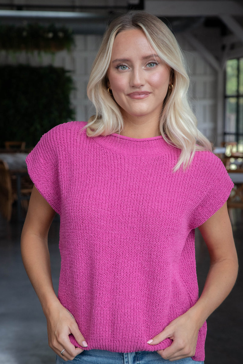 Adley Sweater Vest Top, Pink