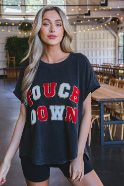 Touchdown Vintage Washed Tee, Black/Red