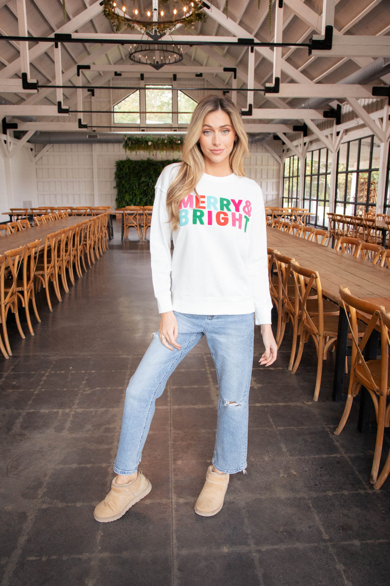 Merry & Bright Graphic Sweatshirt, White