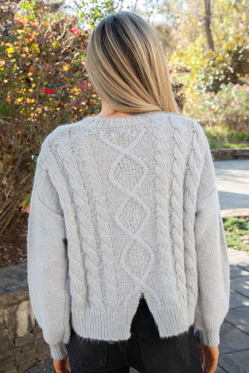 Cozy Cable Crew Sweater, Heather Ash | Sanctuary