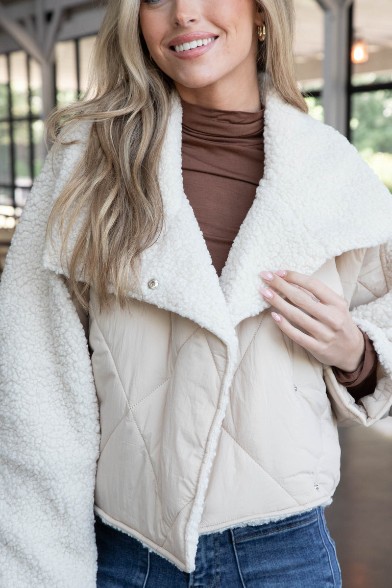 McKayla Quilted Jacket, Light Taupe