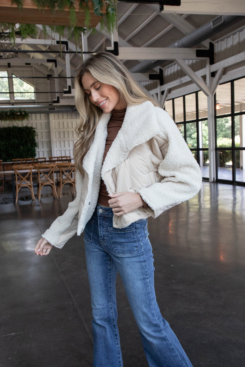 McKayla Quilted Jacket, Light Taupe