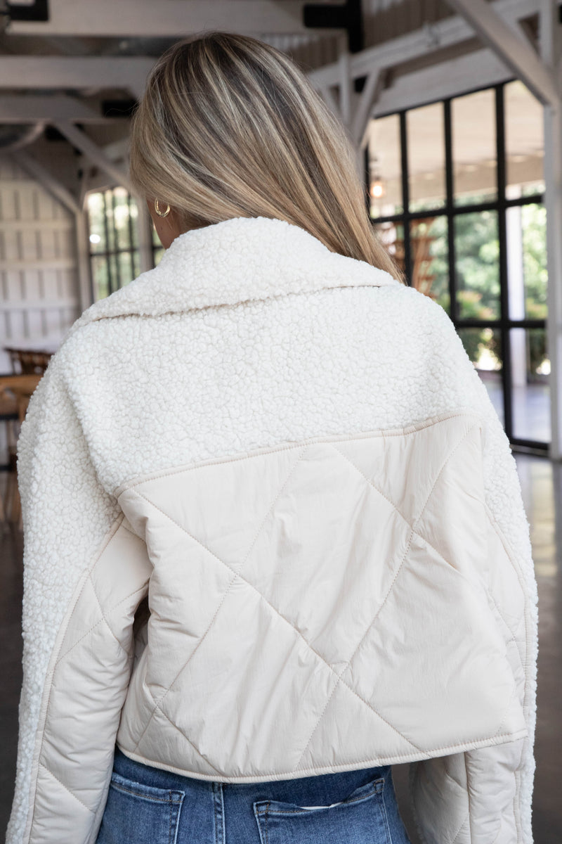 McKayla Quilted Jacket, Light Taupe