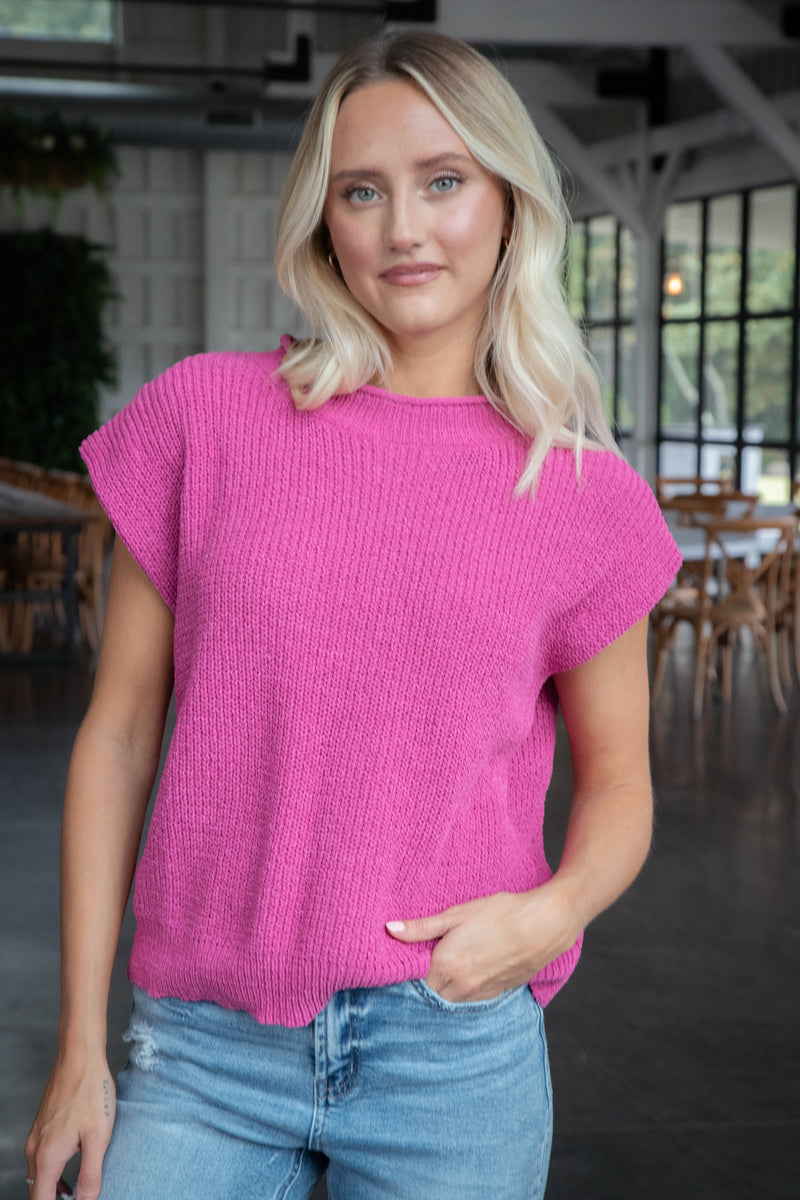 Adley Sweater Vest Top, Pink