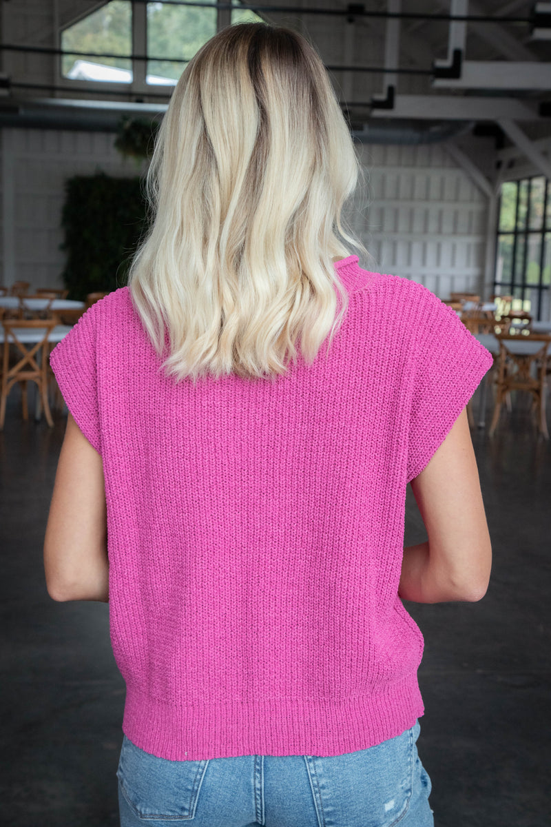 Adley Sweater Vest Top, Pink