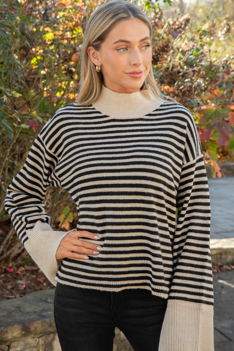 Chalet Stripe Sweater, Frosted Almond Stripe | Sanctuary