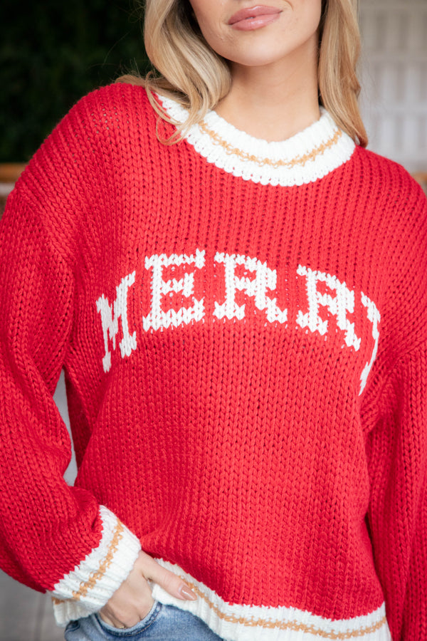 Merry Knit Sweater, Red