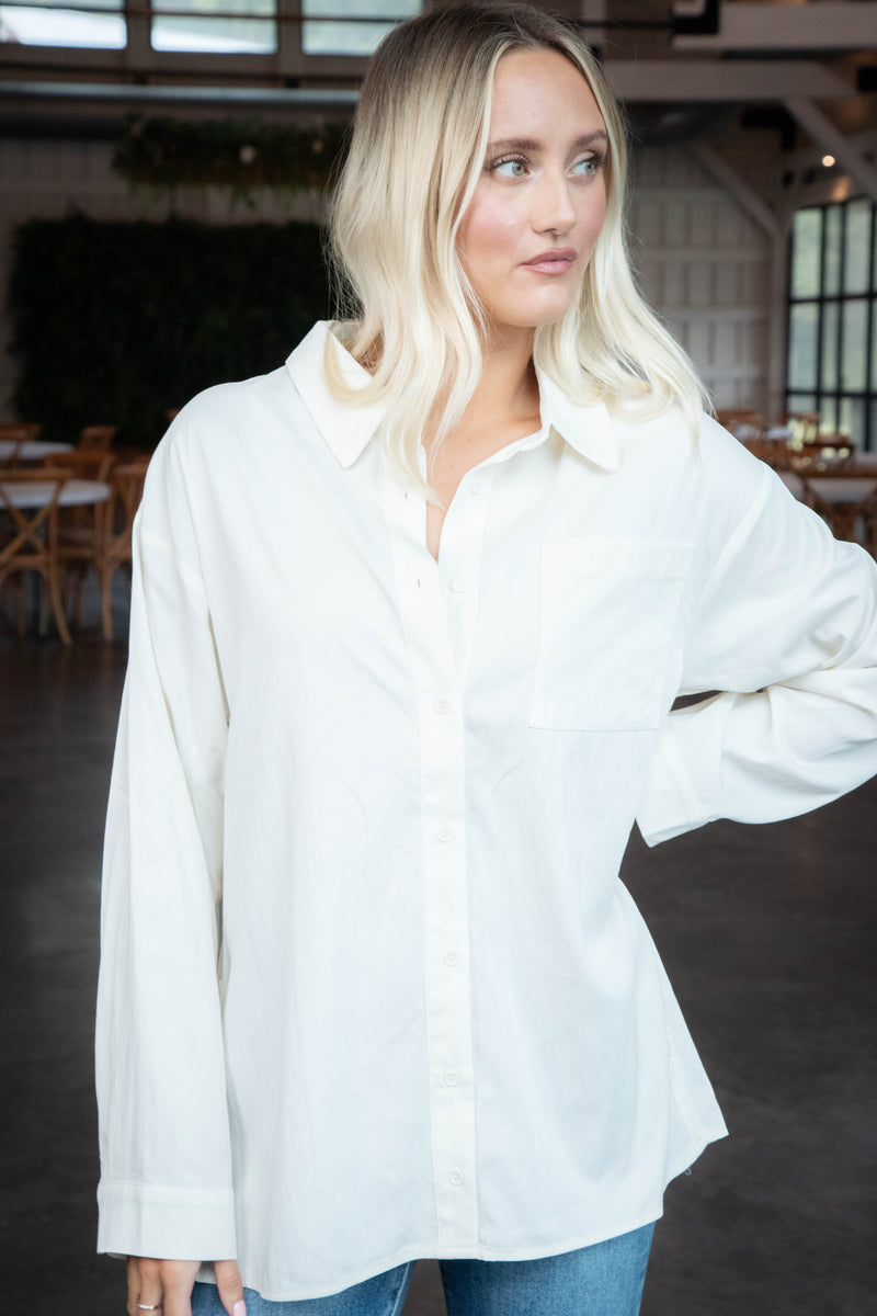 Ciao Textured Shirt, Ivory | Sadie & Sage