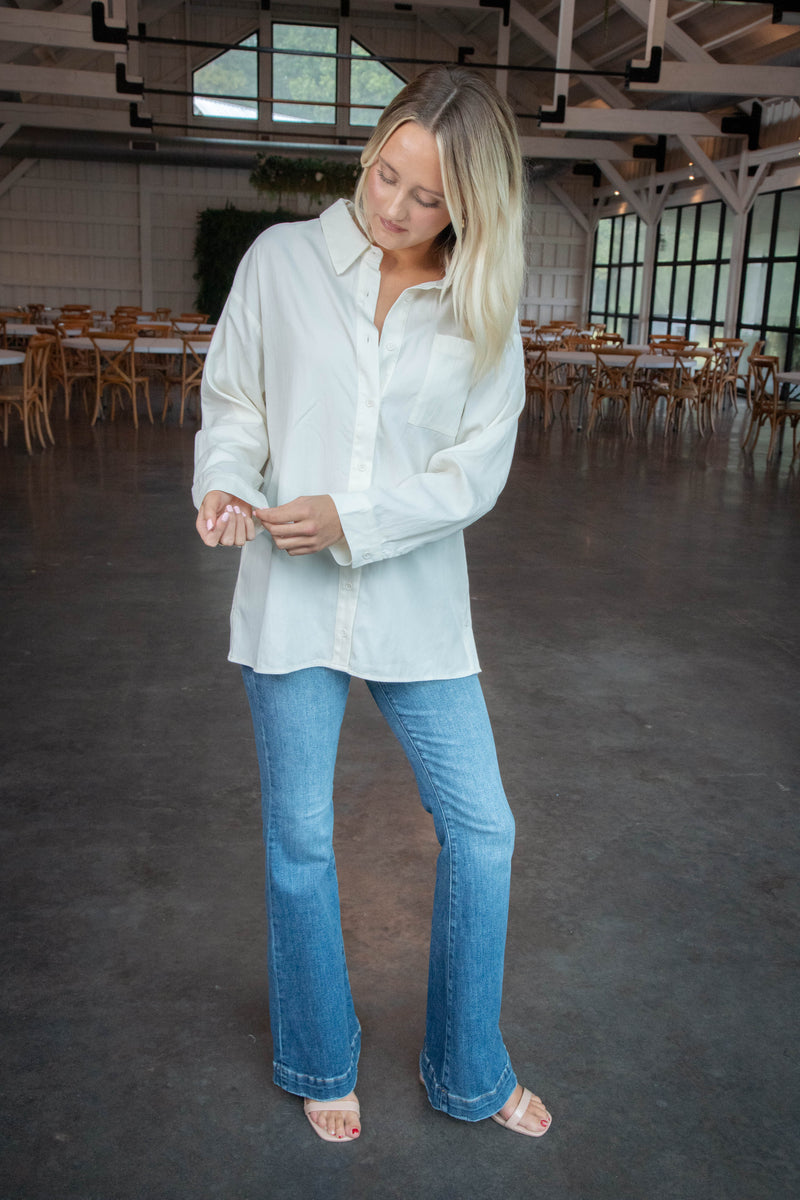 Ciao Textured Shirt, Ivory | Sadie & Sage