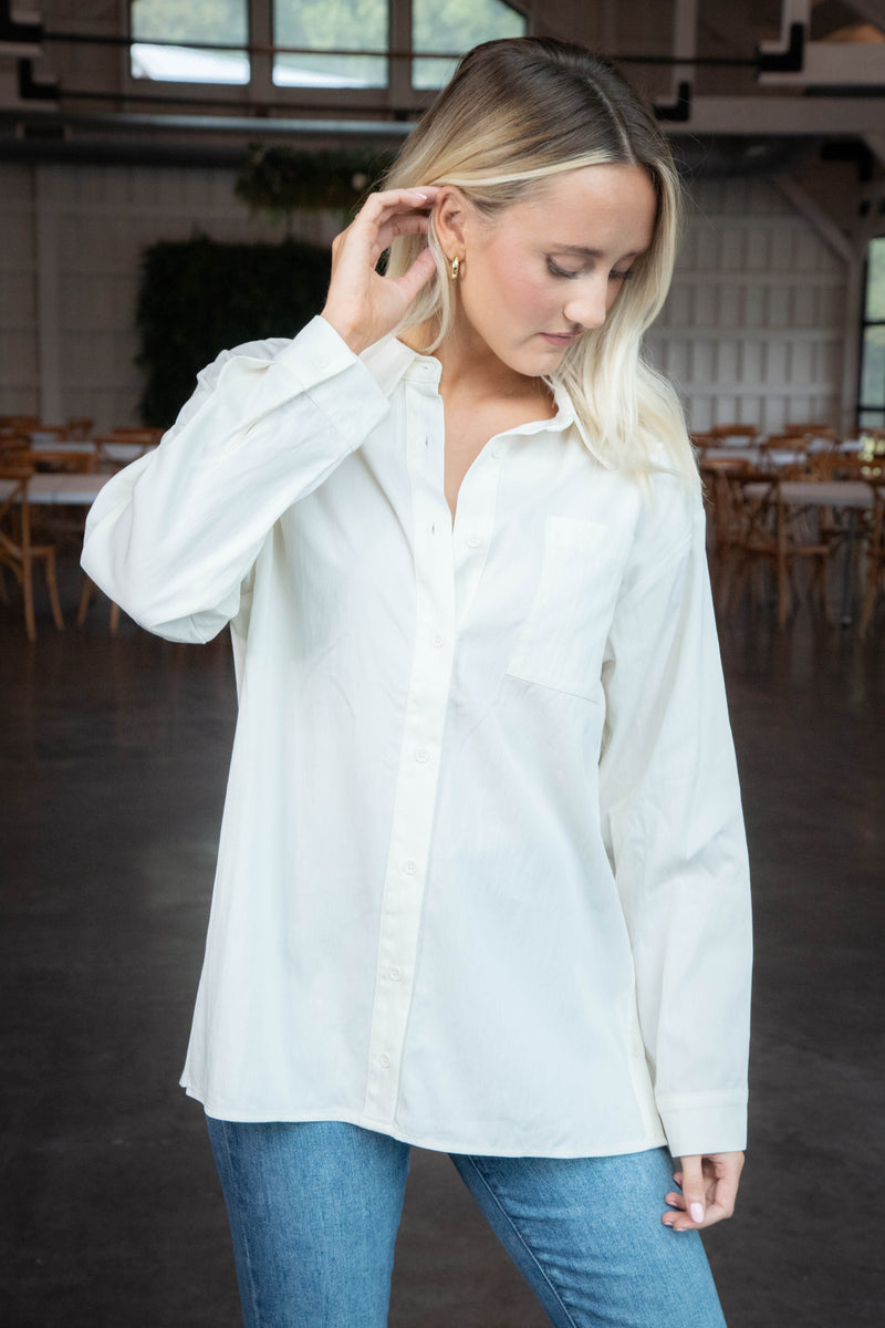 Ciao Textured Shirt, Ivory | Sadie & Sage