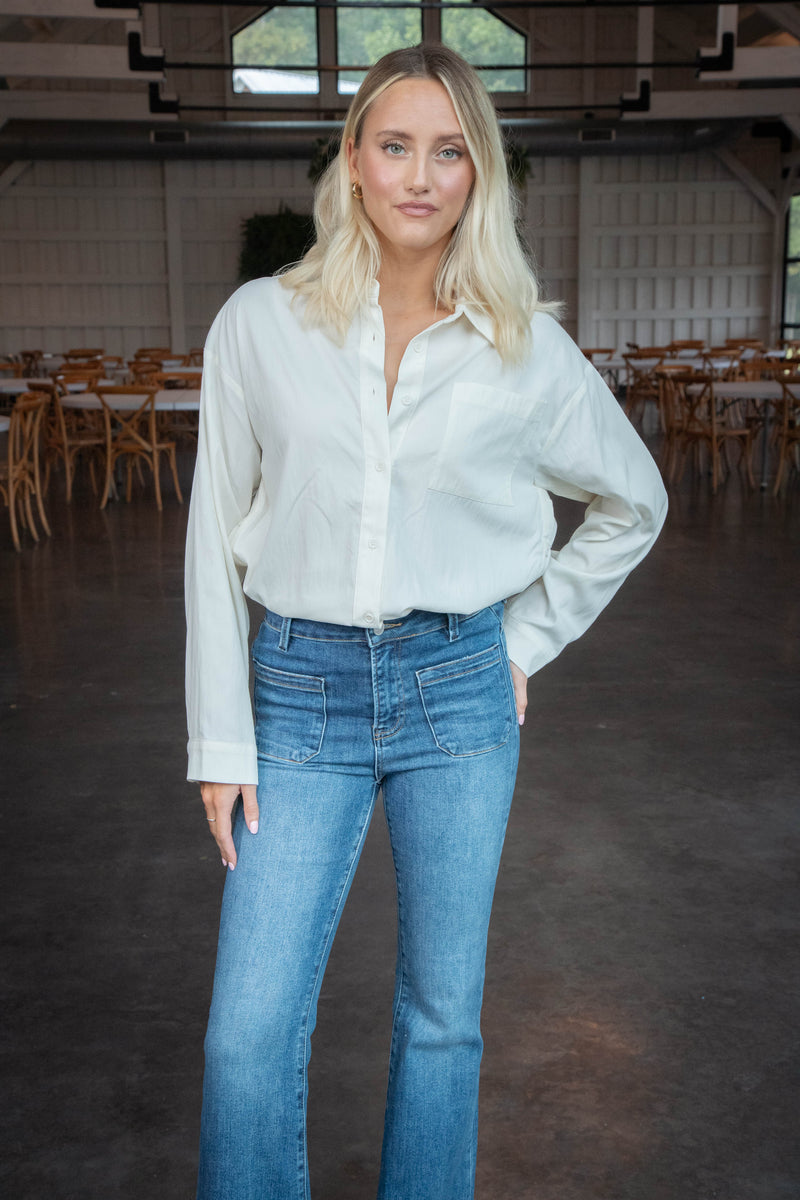 Ciao Textured Shirt, Ivory | Sadie & Sage