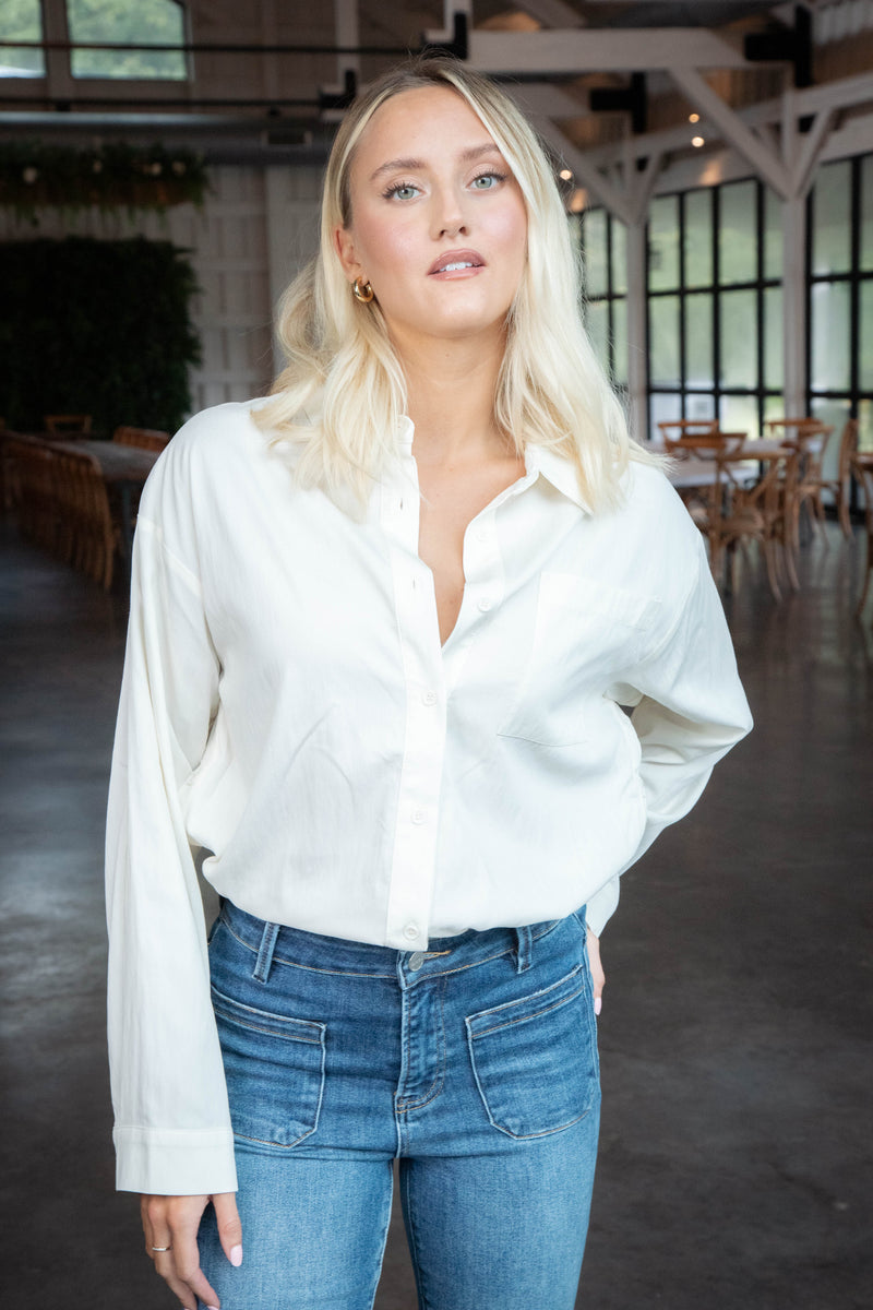 Ciao Textured Shirt, Ivory | Sadie & Sage