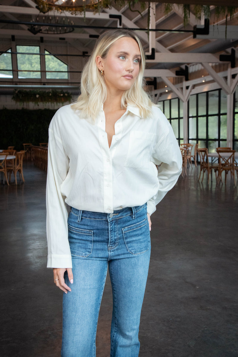 Ciao Textured Shirt, Ivory | Sadie & Sage