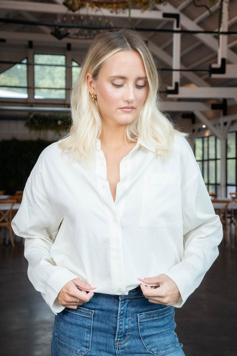 Ciao Textured Shirt, Ivory | Sadie & Sage