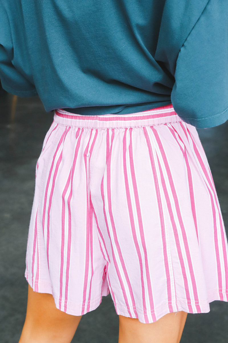 Get Free Striped Pull On Shorts, Pink Combo | Free People