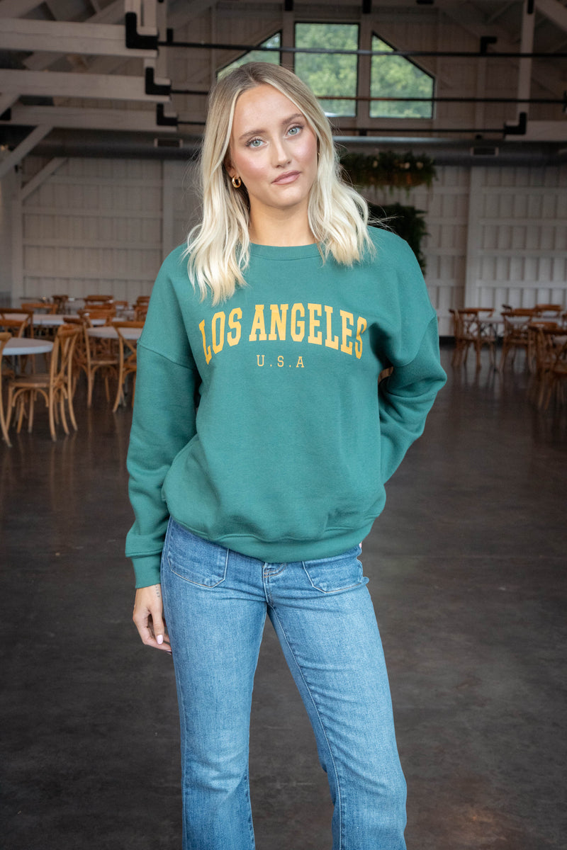 Los Angeles U.S.A Sweatshirt, Hunter Green