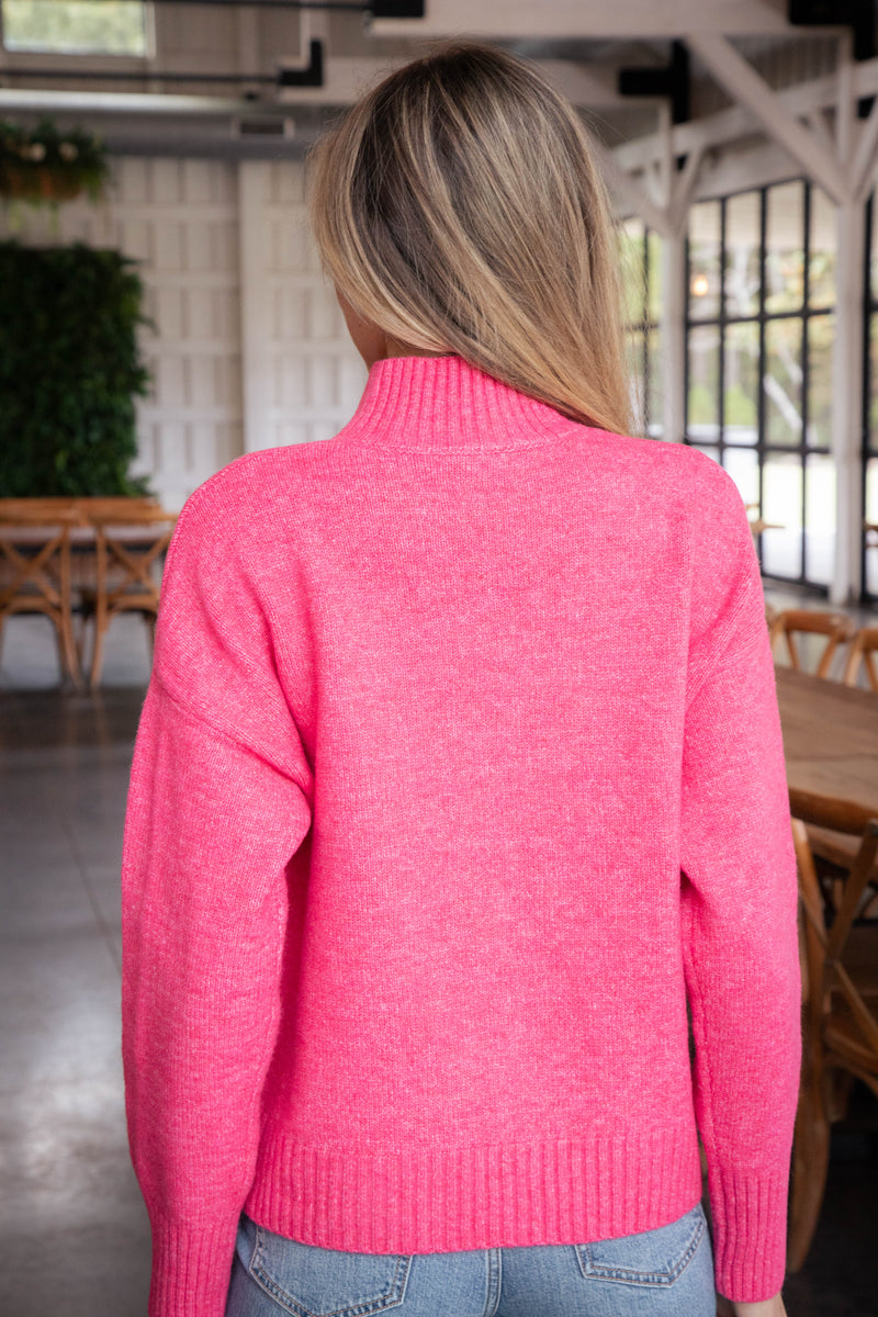 Lani Rib Cuff Sweater, Raspberry