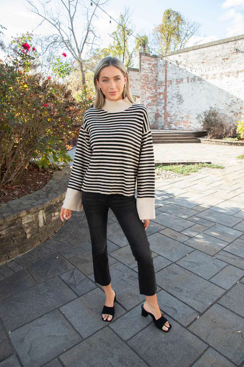 Chalet Stripe Sweater, Frosted Almond Stripe | Sanctuary