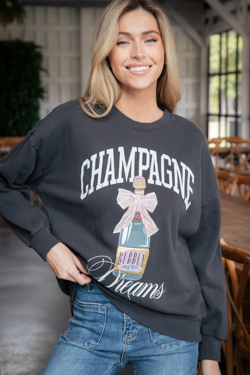 Champagne Dreams Sunday Sweatshirt, Black Sand | Z Supply