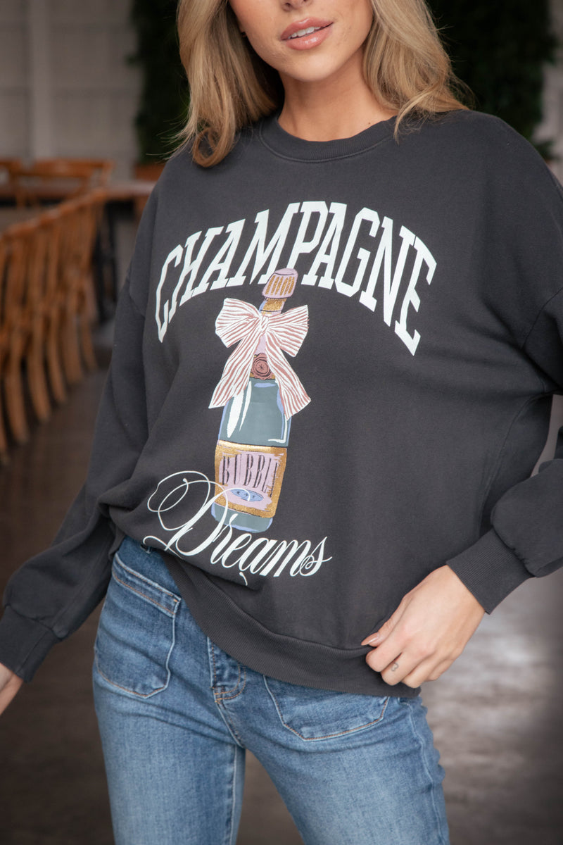 Champagne Dreams Sunday Sweatshirt, Black Sand | Z Supply