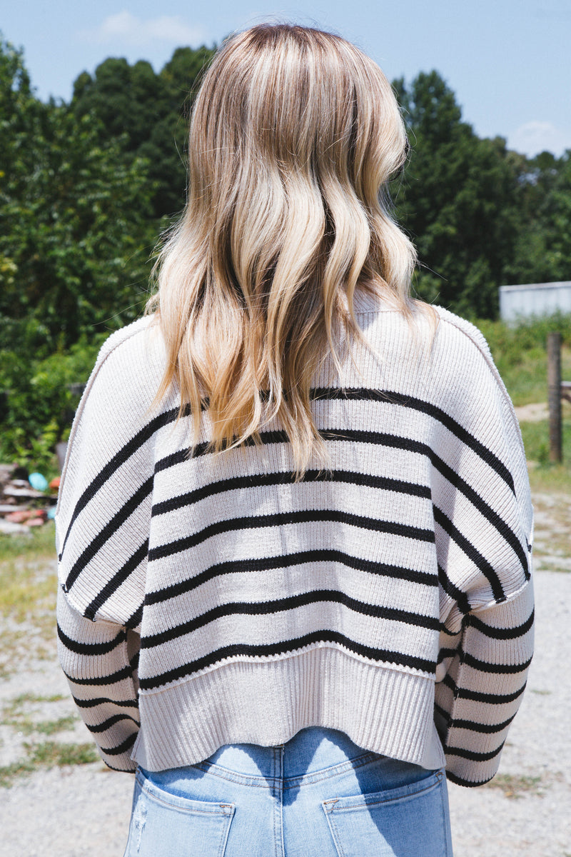 Stripe Easy Streep Crop Pullover, Pearl Combo | Free People