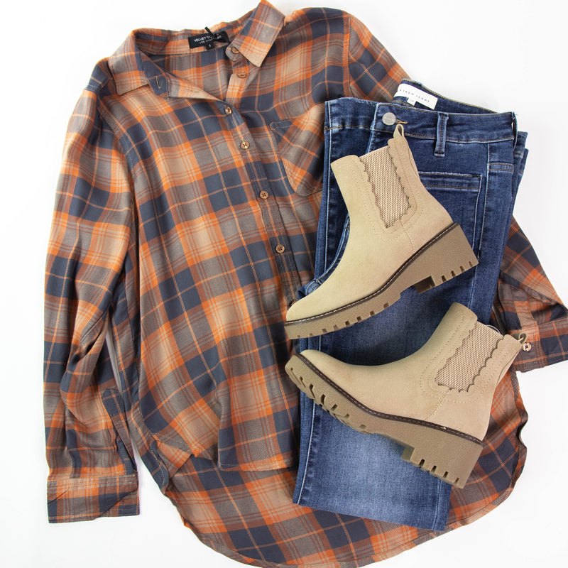 Bennett Plaid Shirt, Copper Grey | Velvet Heart