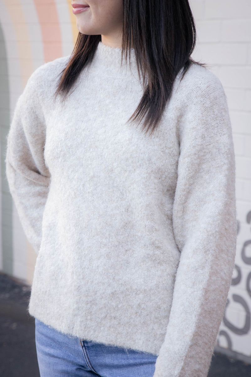 Gentle Mind Mock Neck Sweater, Oatmeal | Sadie & Sage