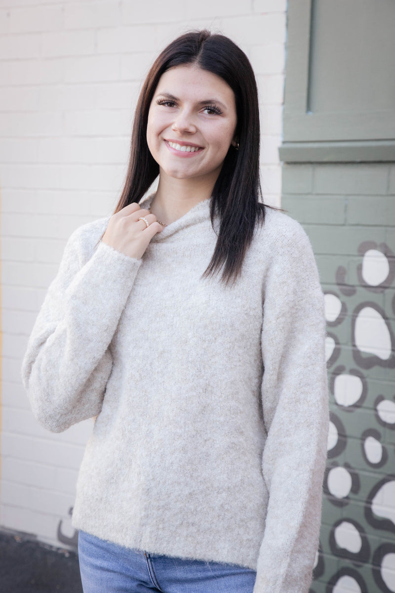 Gentle Mind Mock Neck Sweater, Oatmeal | Sadie & Sage