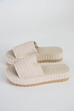 Del Mar Wide Strap Raffia Sandal, White | Beach by Matisse