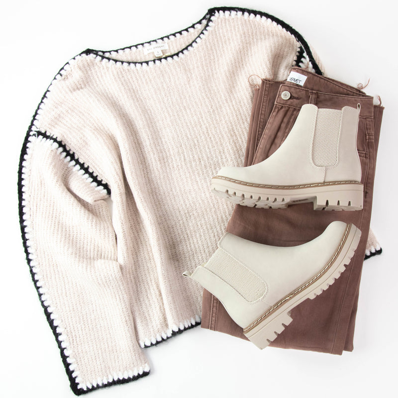 Tinsley Contrast Stitch Sweater, Oatmeal