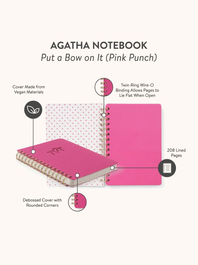 Put A Bow On It Agatha Notebook, Pink Punch