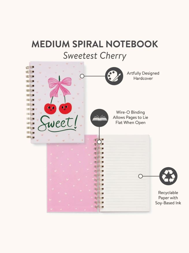 Sweetest Cherry Medium Spiral Notebook