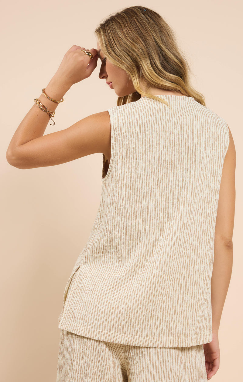 In the Clouds V-Neck Vest, Cream Golden | Sadie & Sage