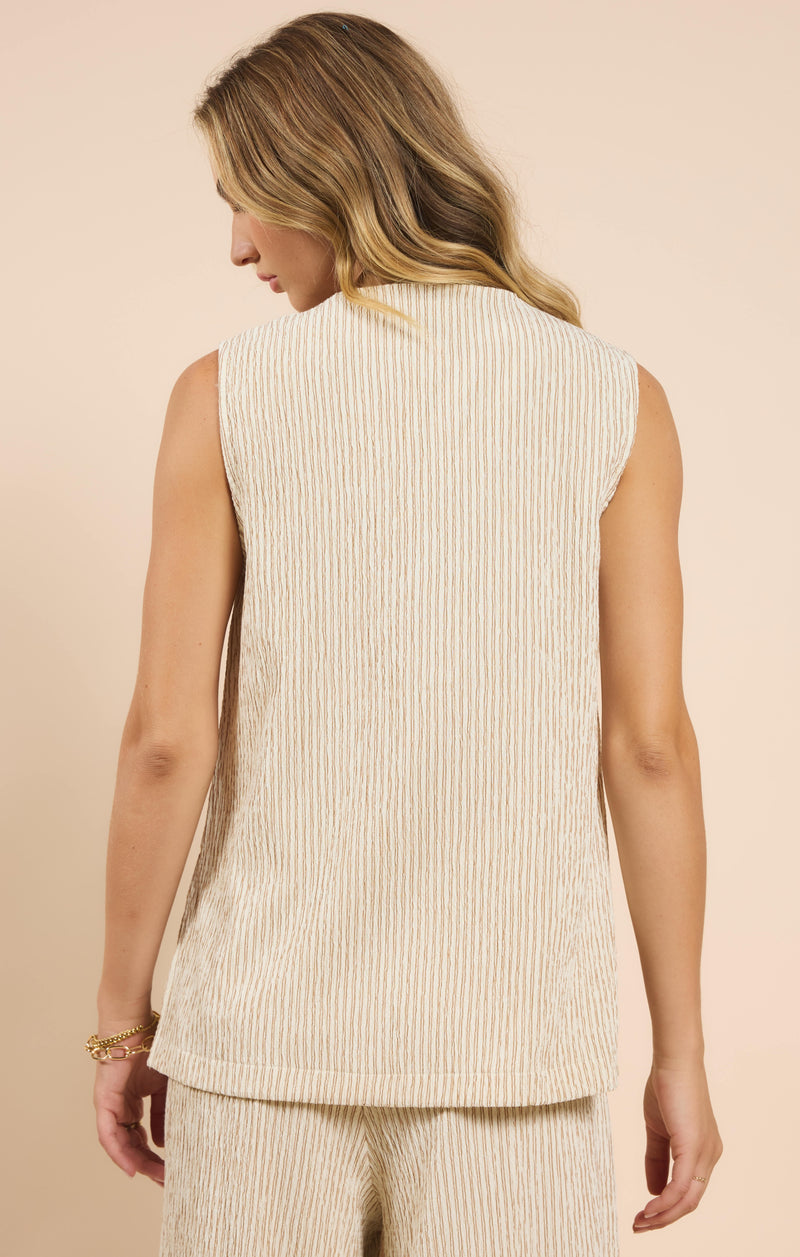 In the Clouds V-Neck Vest, Cream Golden | Sadie & Sage