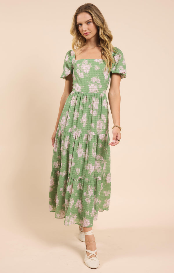 Rainy Days Tiered Maxi Dress, Green Multi | Sadie & Sage