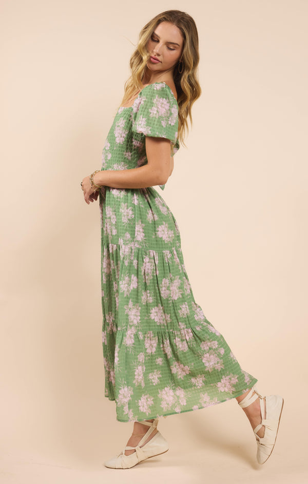 Rainy Days Tiered Maxi Dress, Green Multi | Sadie & Sage