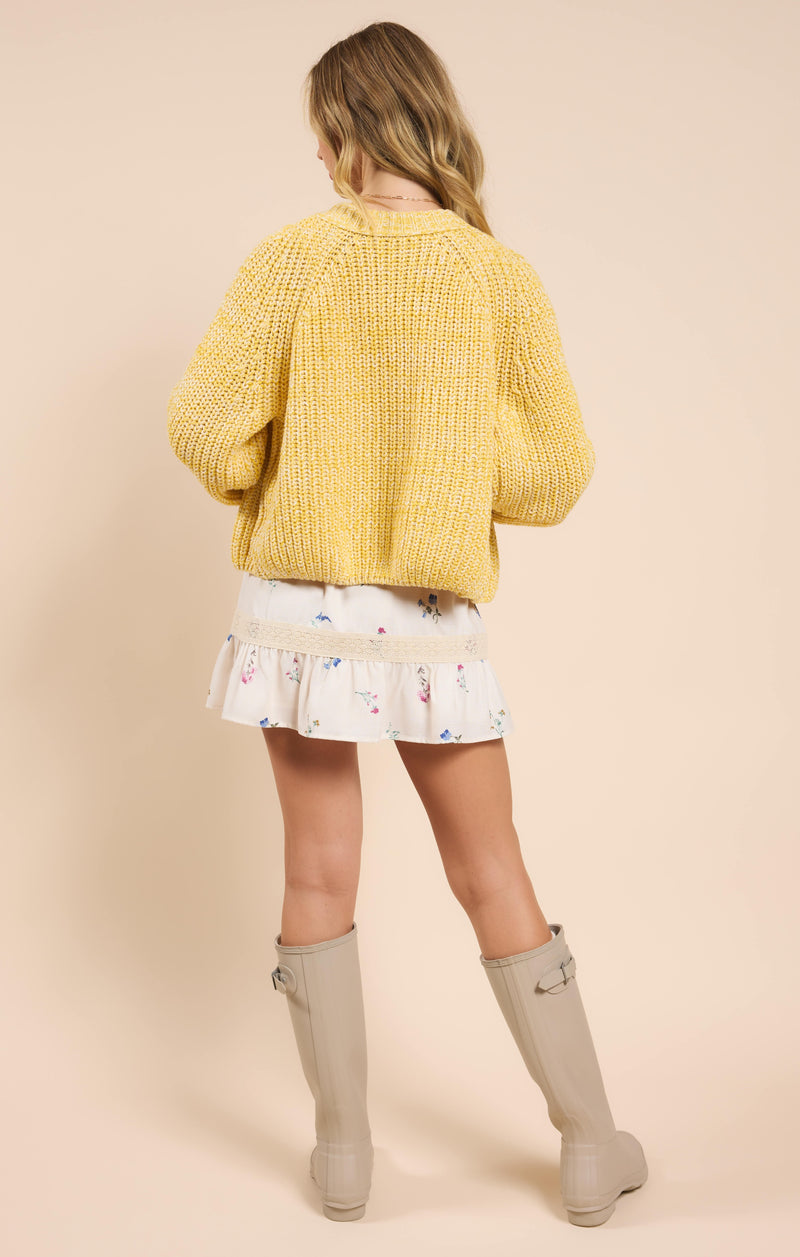 Sunroof Half Buttoned Cardigan, Lemon | Sadie & Sage