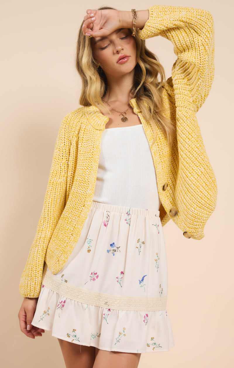 Sunroof Half Buttoned Cardigan, Lemon | Sadie & Sage