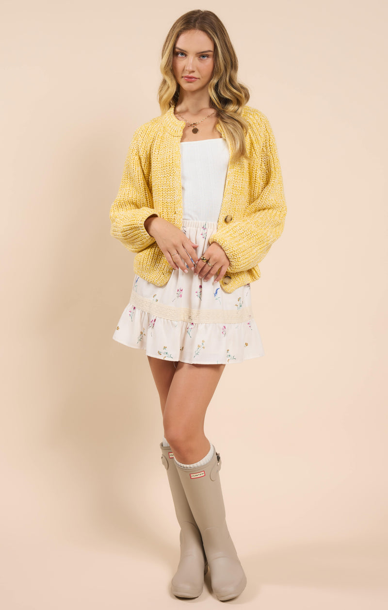 Sunroof Half Buttoned Cardigan, Lemon | Sadie & Sage