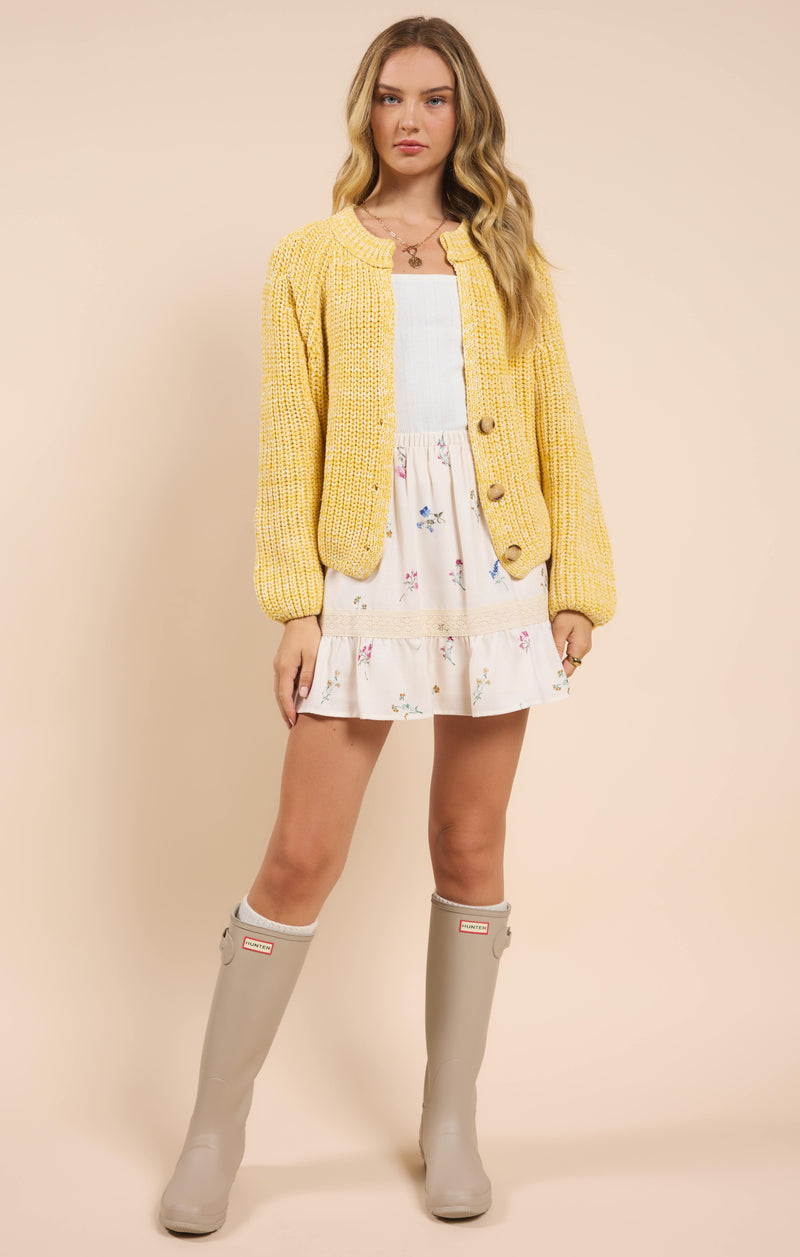 Sunroof Half Buttoned Cardigan, Lemon | Sadie & Sage