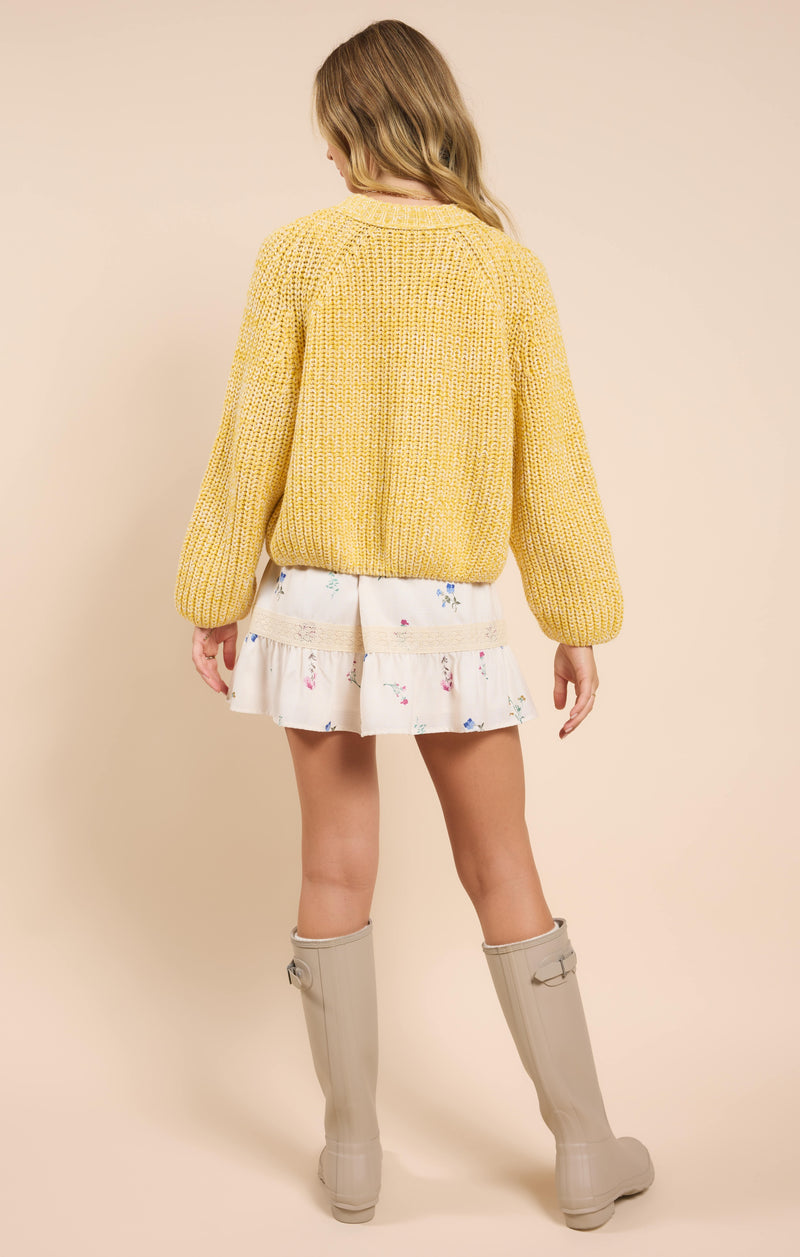 Sunroof Half Buttoned Cardigan, Lemon | Sadie & Sage