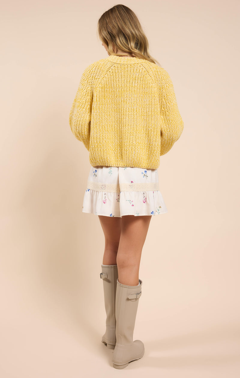 Sunroof Half Buttoned Cardigan, Lemon | Sadie & Sage