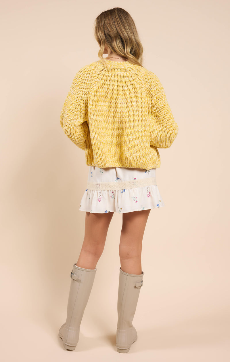 Sunroof Half Buttoned Cardigan, Lemon | Sadie & Sage